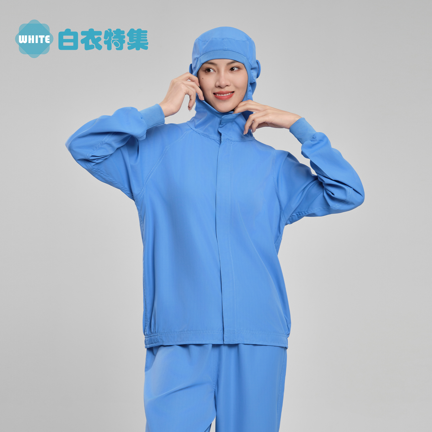 插肩袖食品厂专用工作服防掉发男女中央厨房工服工厂车间防护服