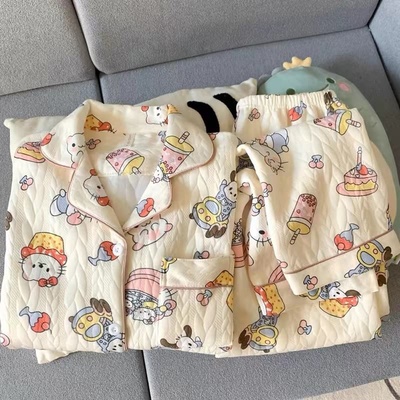 蛋糕kt猫空气棉加厚甜美少女风睡衣长袖长裤加厚冬季保暖两件套装