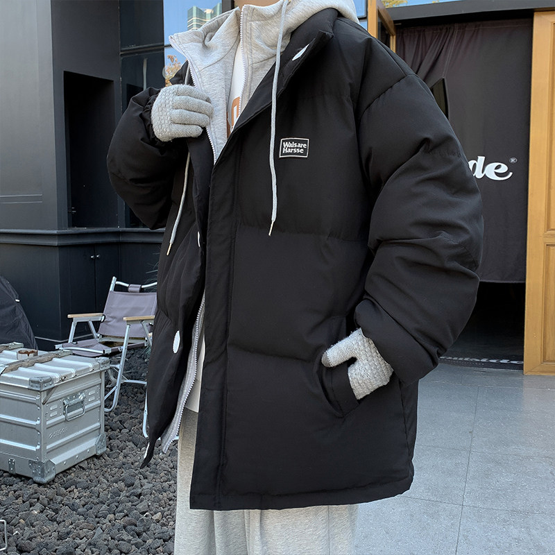 FAKE TWO HOODED COTTON JACKET MENS JACKET WINTER 2022 NEW FLEECE THICKENED TREND LOOSE COTTON JACKET MENS COTTON JACKET