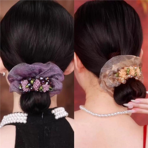 紫藤花高级感气质韩式妈妈优雅花朵珠珠大肠发圈发绳女轻奢高颜值