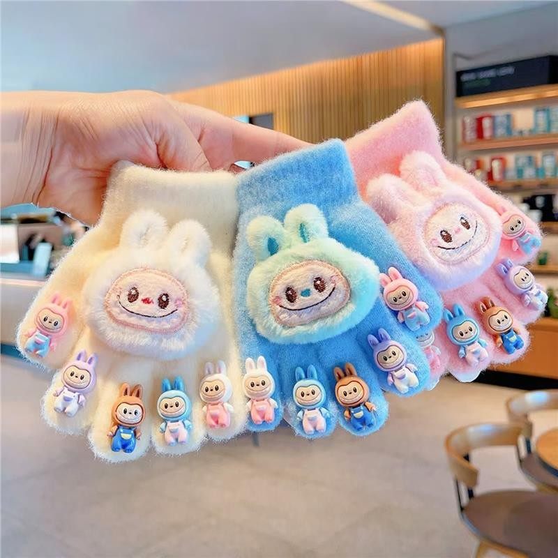 儿童手套新款卡通可爱拉布布五指套冬季男女童防寒保暖宝宝手指套