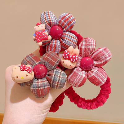 儿童新年卡通发圈女童秋冬红色发绳头饰女孩高弹力不伤发皮筋头绳