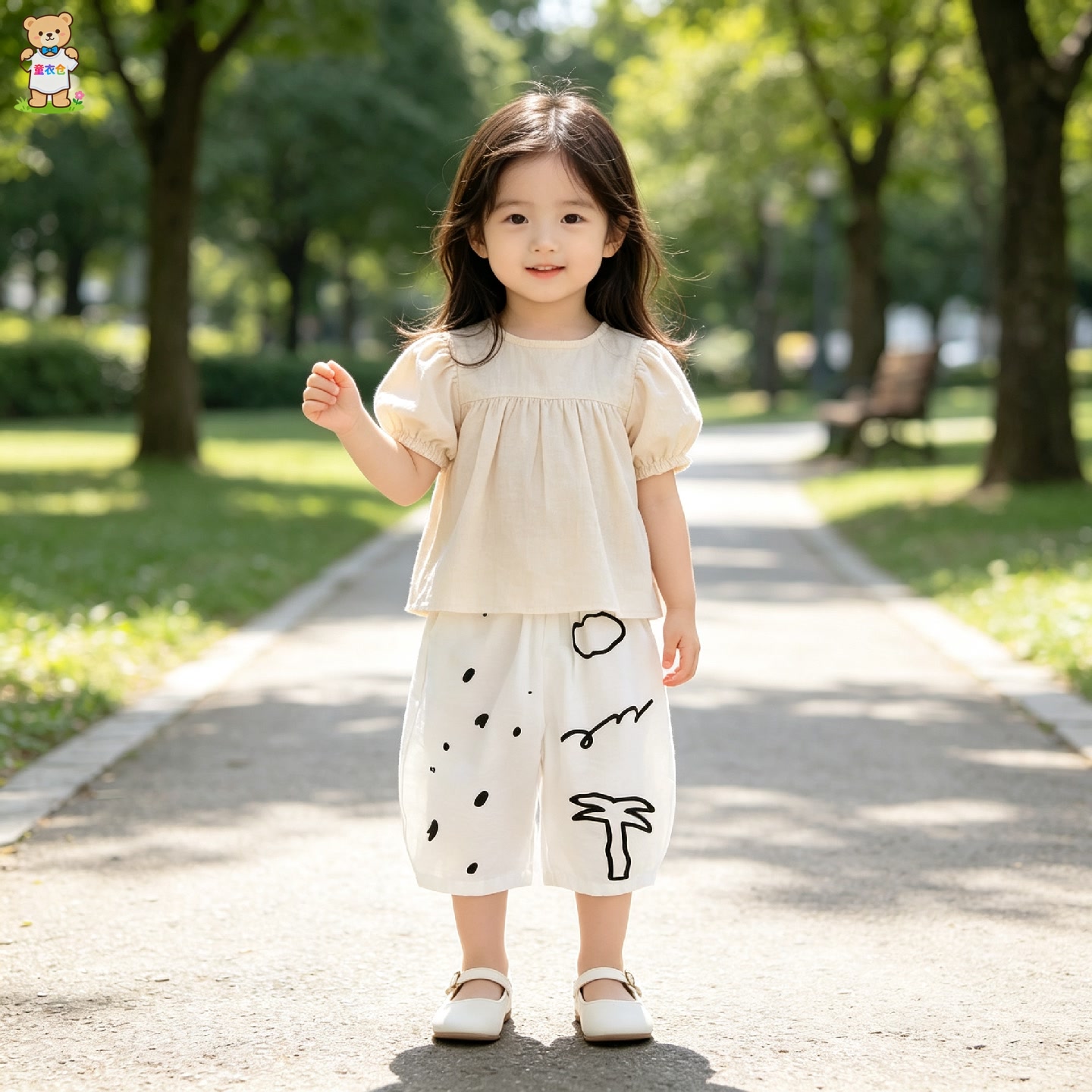 2026夏季新款儿童直筒裤男女宝韩版宽松印花九分裤薄款棉质休闲裤