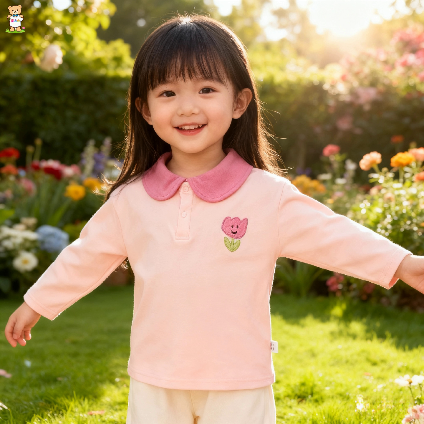宝宝t恤2026春秋装长袖上衣男女童娃娃领童装洋气儿童衣服卡通潮