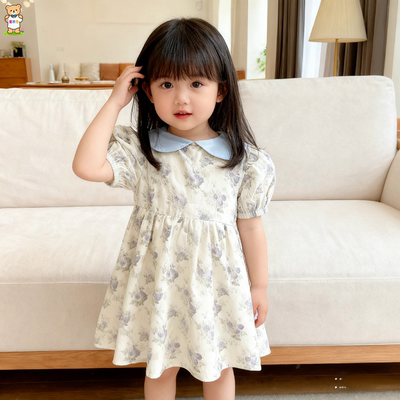 2026新款女童森系碎花翻领连衣裙