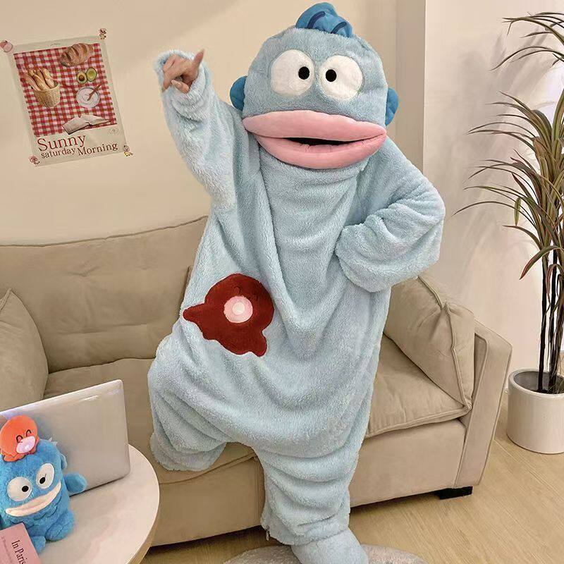 卡通小丑鱼珊瑚绒睡衣女冬季长袖长裤连体睡袍美少女可外穿家居服