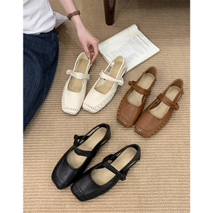 鞋 舒适禅意鞋 子女平底2026超火单鞋 超软黑色软底凉鞋 女鞋 新中式