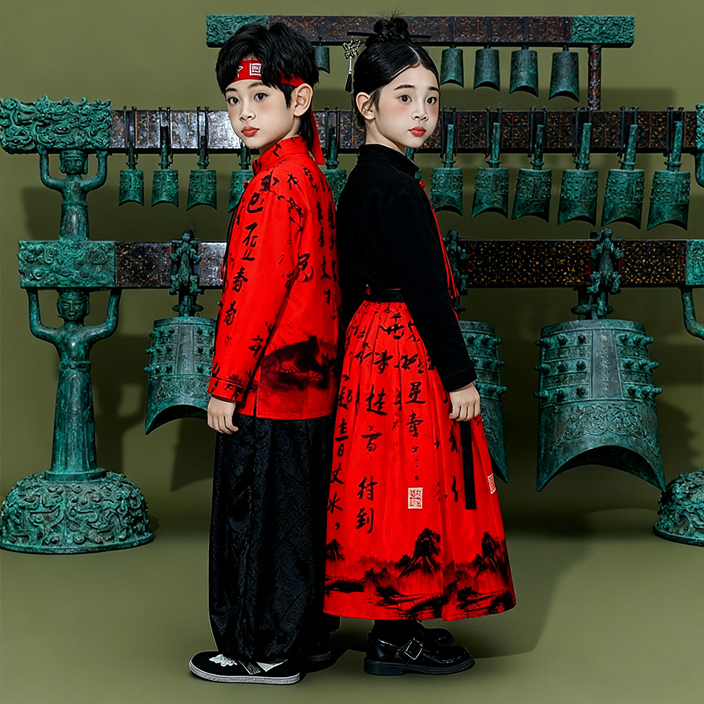 儿童舞蹈演出服装男女学生表演