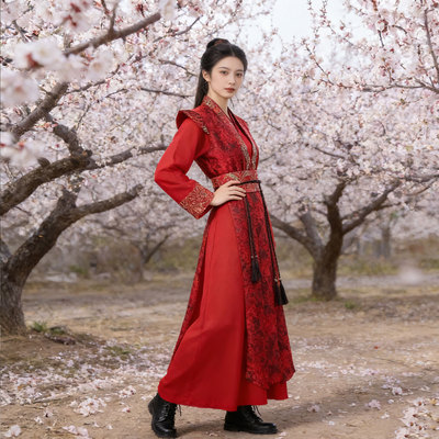 雪龙吟铭记万疆舞蹈演出服红色女古装国风飘逸苍穹唤相思遥打鼓服