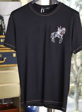 2折夏季进口长绒棉面料休闲简约舒适刺绣男士圆领短袖201220  p35