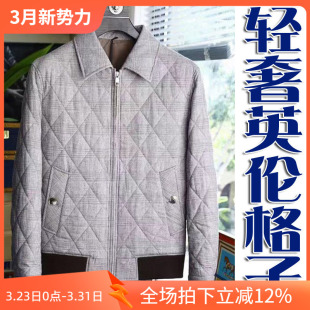 225518 夹克 镇店之宝4折春季 保暖客供英伦细千鸟格夹棉菱格男士