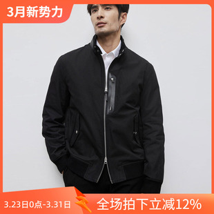 夹克 饰顺滑亲肤立领男士 235524 进口皮质装 老钱风4折春季