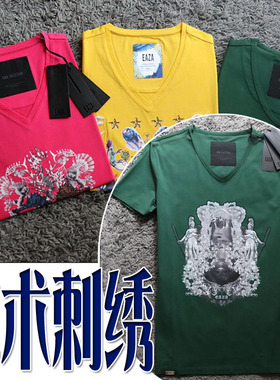 1折夏季清仓刺绣印花烫钻修身男短袖T恤衫16023 16037 16036 P15