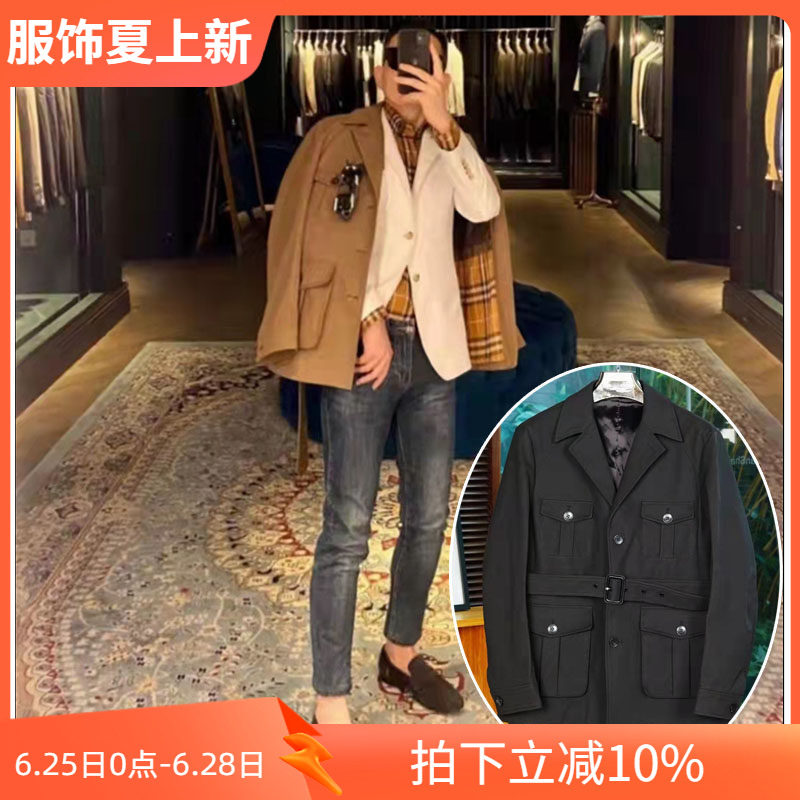 高定麂皮男士风衣外套