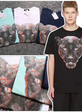 1折夏季高品质丝光棉科幻片豹子数码印花男士短袖T恤71037  P25
