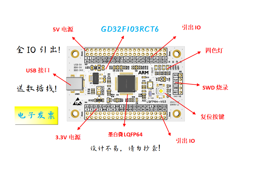 GD32F103RCT6核心板GD32F103RCT6最小系统板GD32F103RCT6开发板