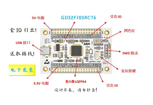 GD32F103RCT6核心板GD32F103RCT6最小系统板GD32F103RCT6开发板
