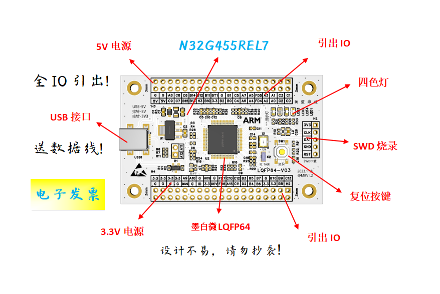 N32G455REL7核心板N32G455REL7最小系统板N32G455REL7开发板