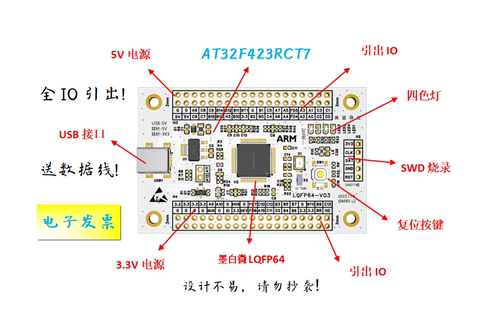 AT32F423RCT7核心板AT32F423RCT7最小系统板AT32F423RCT7开发板