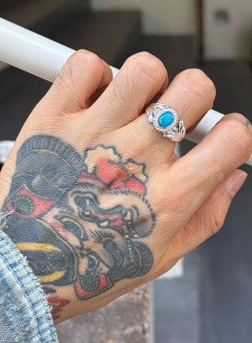 Dear Blossom 新设计单品 镂空橄榄枝天然松石复古泰银戒指