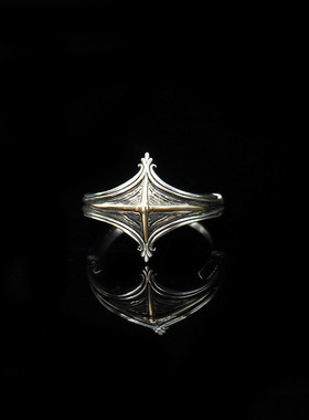 福美祥工作室泰银原创芒星十字星痕菱形戒指个性复古欧美朋克指环