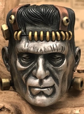 复古设计银饰科学怪人弗兰肯斯坦925纯银男士戒指指环