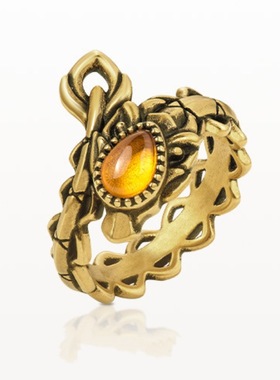 复古黑金龙年生肖古金琥珀龙戒指男女潮牌百搭个性可调节指环