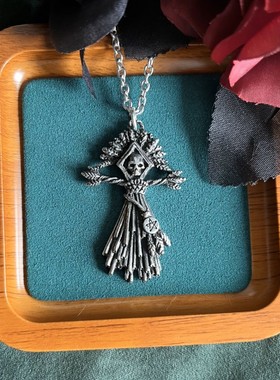 欧美潮牌泰银复古哥特朋克原创骷髅稻草人暗黑系男百搭项链