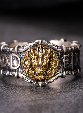 泰银天龙之焰戒指潮男指环开口尾戒单身戒复古个性百搭戒指