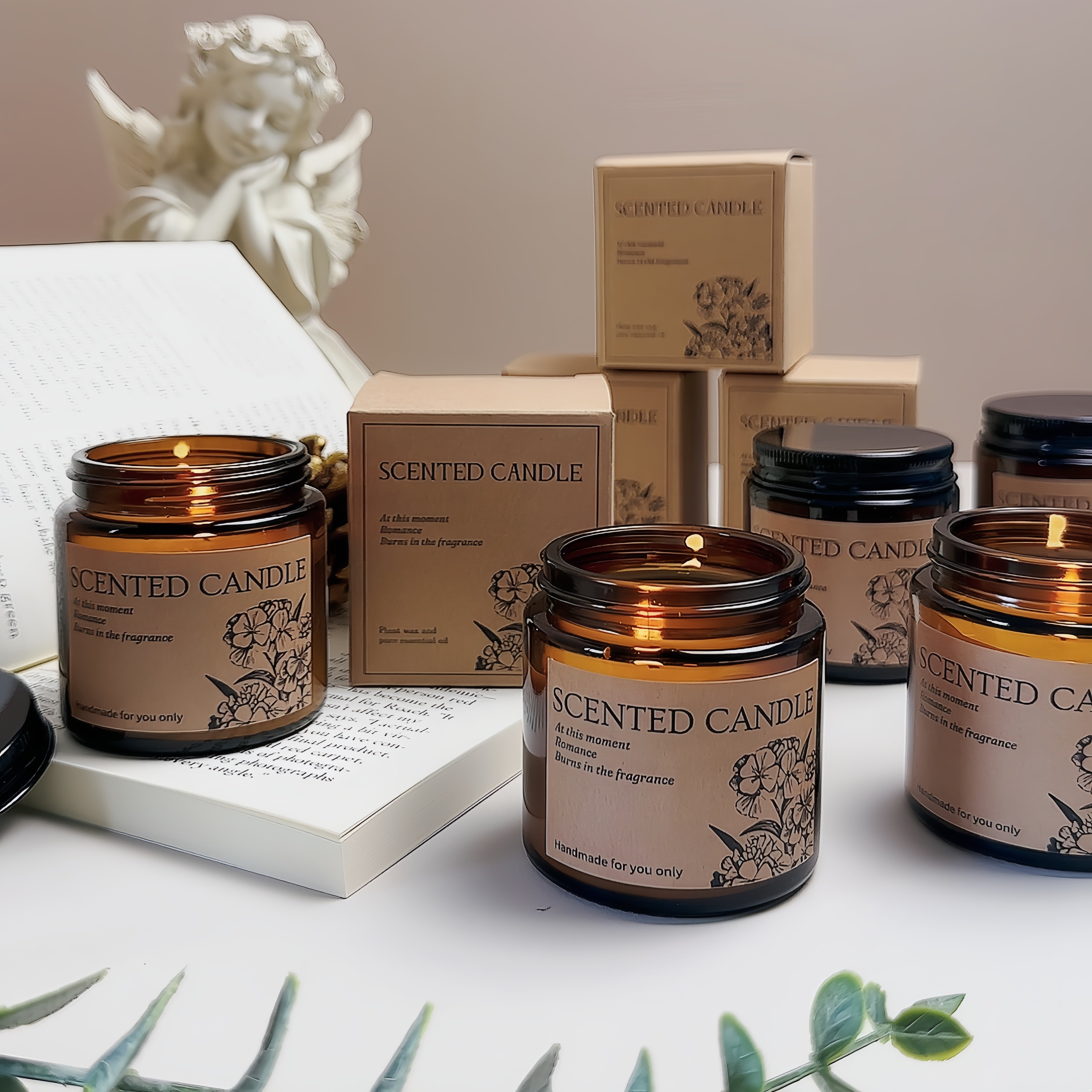 复古风棕色小罐大豆蜡香薰蜡烛香味蜡烛香氛扩香伴手礼礼盒,家居饰品,香薰蜡烛,淘宝优惠券,粉丝福利购,淘宝优惠卷