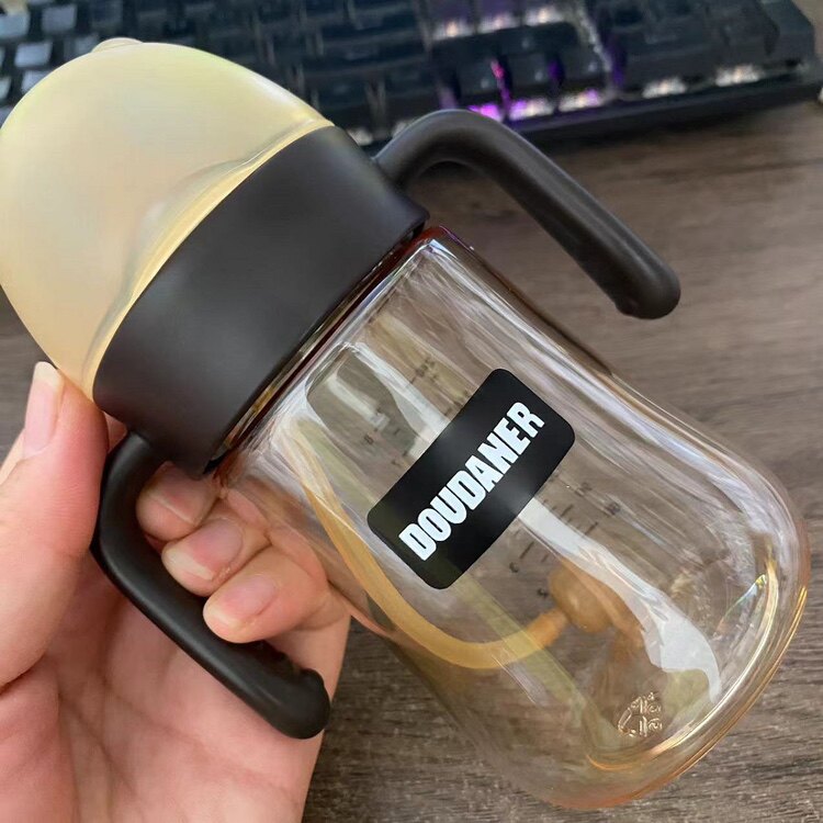 二代翻盖一体奶瓶PPSU吸管奶瓶防摔防漏直饮喝奶杯新款大童水杯