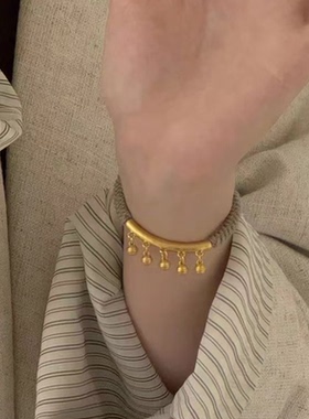 复古弯管转运铃铛编绳手链女简约
