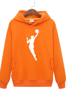 詹姆斯wnba科比同款橙色连帽卫衣男黑曼巴春秋薄款篮球运动帽衫潮