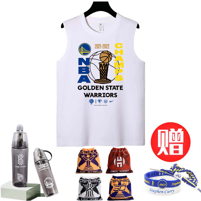 库里无袖t恤nba勇士队总决赛夺冠同款男汤普森MVP短袖颁奖纪念