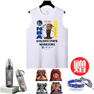 库里无袖t恤nba勇士队总决赛夺冠同款男汤普森MVP短袖颁奖纪念