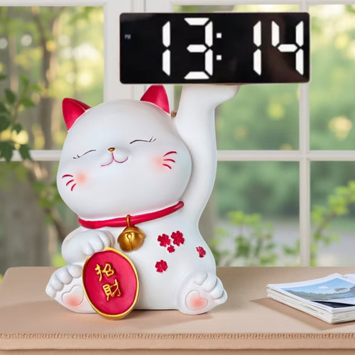 招财猫时钟存钱罐新款时尚钟表