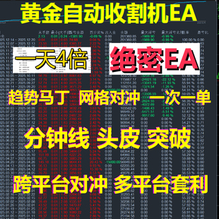 黄金EA趋势马丁网格对冲一次一单分钟线头皮突破策略自动交易系统