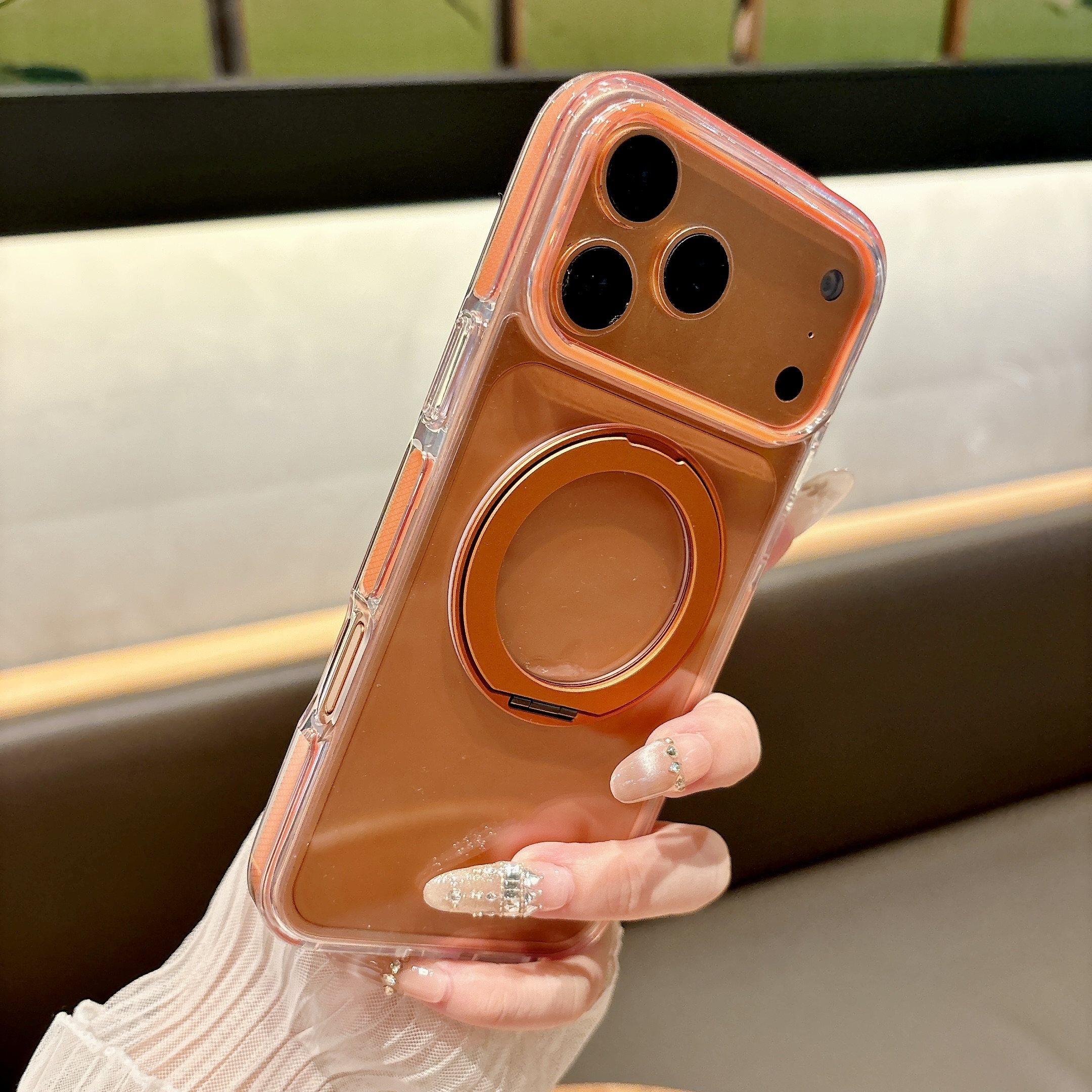 360°旋转折叠磁吸支架适用iPhone17promax手机壳苹果16pro新款透明亚克力15防摔保护套17pro超火简约支点壳