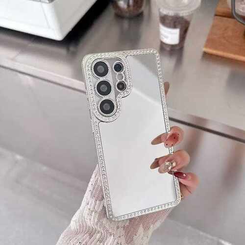 奢华闪钻镜面适用三星S26ultra手机壳GalaxyS25plus新款爱心折叠支架s24U全包防摔保护套S23+超火高级感女款