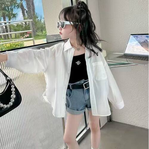 女童夏季薄款衬衫2026新款中大童
