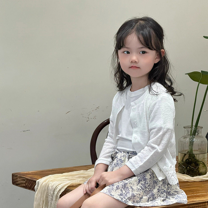 儿童衣夏季薄款2026新款女童针织开衫外套女宝宝洋气空调衫