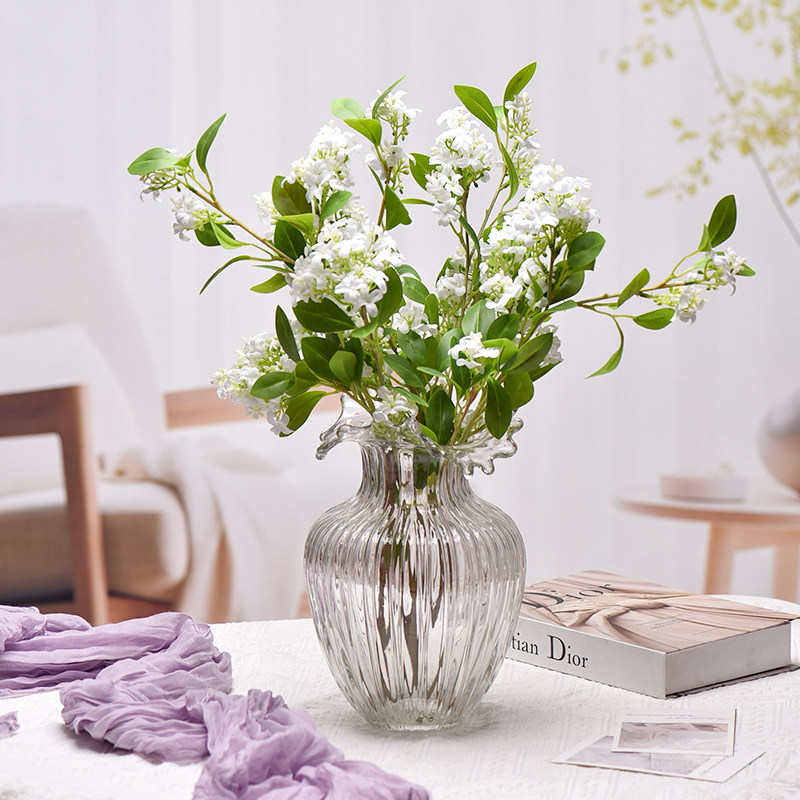 欧式轻奢创意浪花口玻璃花瓶家居客厅水培鲜花玫瑰餐桌花瓶花器,家居饰品,花瓶,淘宝优惠券,粉丝福利购,淘宝优惠卷