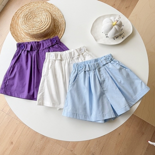 夏季 儿童花苞热裤 薄款 洋气小女孩夏天宽腿裤 纯棉儿童裙裤 女童短裤