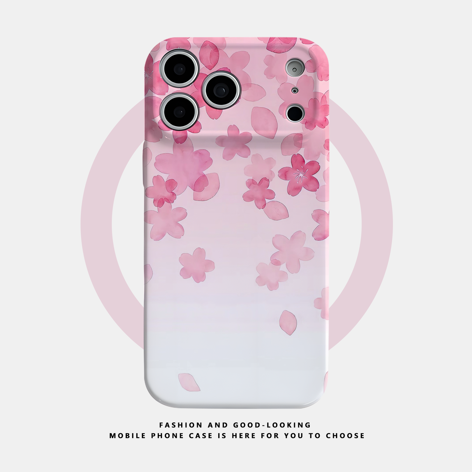适用于苹果iPhone17ProMax手机壳16 15 14Plus 13 12 11Pro新款磁吸硬壳全包防摔保护套粉色樱花纷飞高清菲林