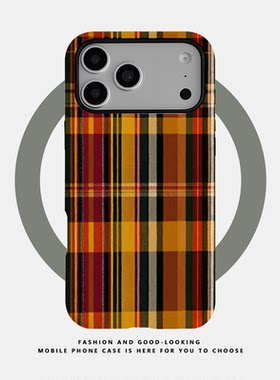 适用于苹果iPhone17ProMax手机壳16 15 14 Plus 13 12 11新款高档二合一菲林磁吸全包防摔保护套暖棕轻奢格纹