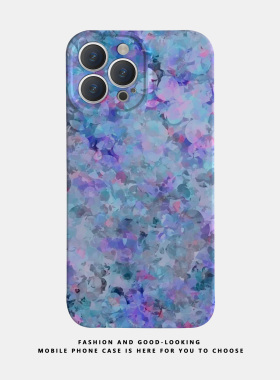适用华为oppo苹果iqoo荣耀oppo小米一加iphone17 16promax/15/14/13/12/mate60情侣手机壳视觉紫色水墨花朵