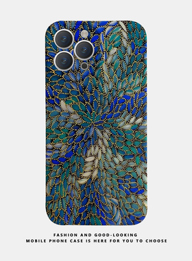 适用苹果华为抽象蓝色花朵iphone17 14手机壳1513promax荣耀60/70/80P50s17pro7/8plus新款OPPOreno9/iqoo12