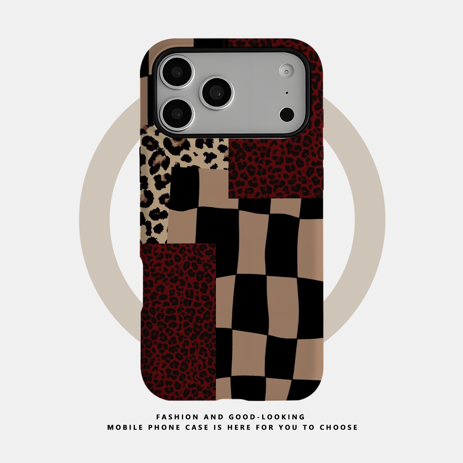 机绘主义适用于苹果iPhone17ProMax手机壳16 15 14Plus13 12 11ProMax二合一磁吸新款防摔保护套红色豹纹格纹