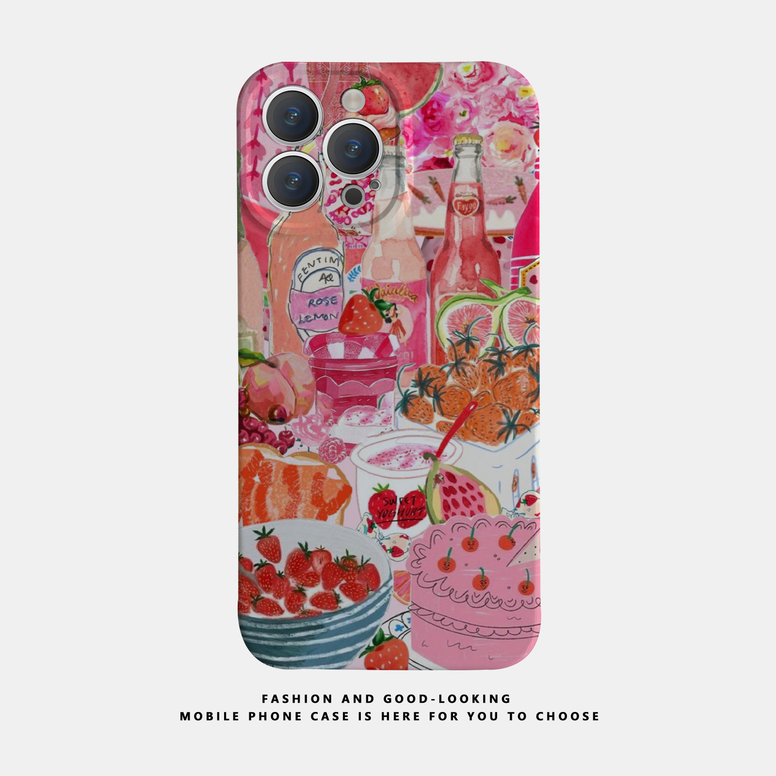适用华为oppo苹果iqoo荣耀小米iphone16 15promax/14pro/13/12/11/mate70 60情侣手机壳plus油画饮料草莓蛋糕