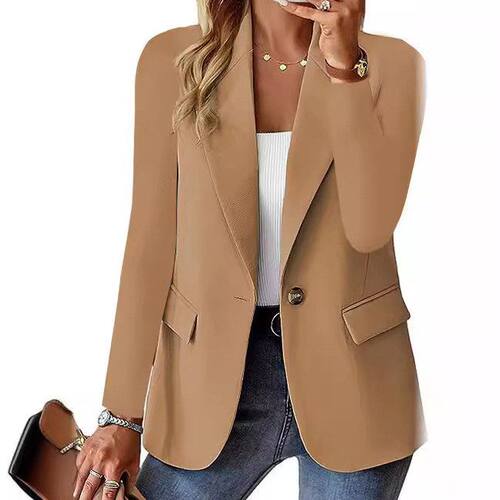 2026 Long-sleeved solid-color cardigan blazer for women